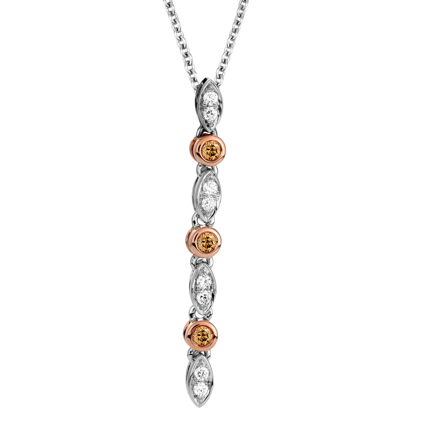 9ct white and rose gold Pinnacle pendant featuring white and Australian Chocolate Diamonds.