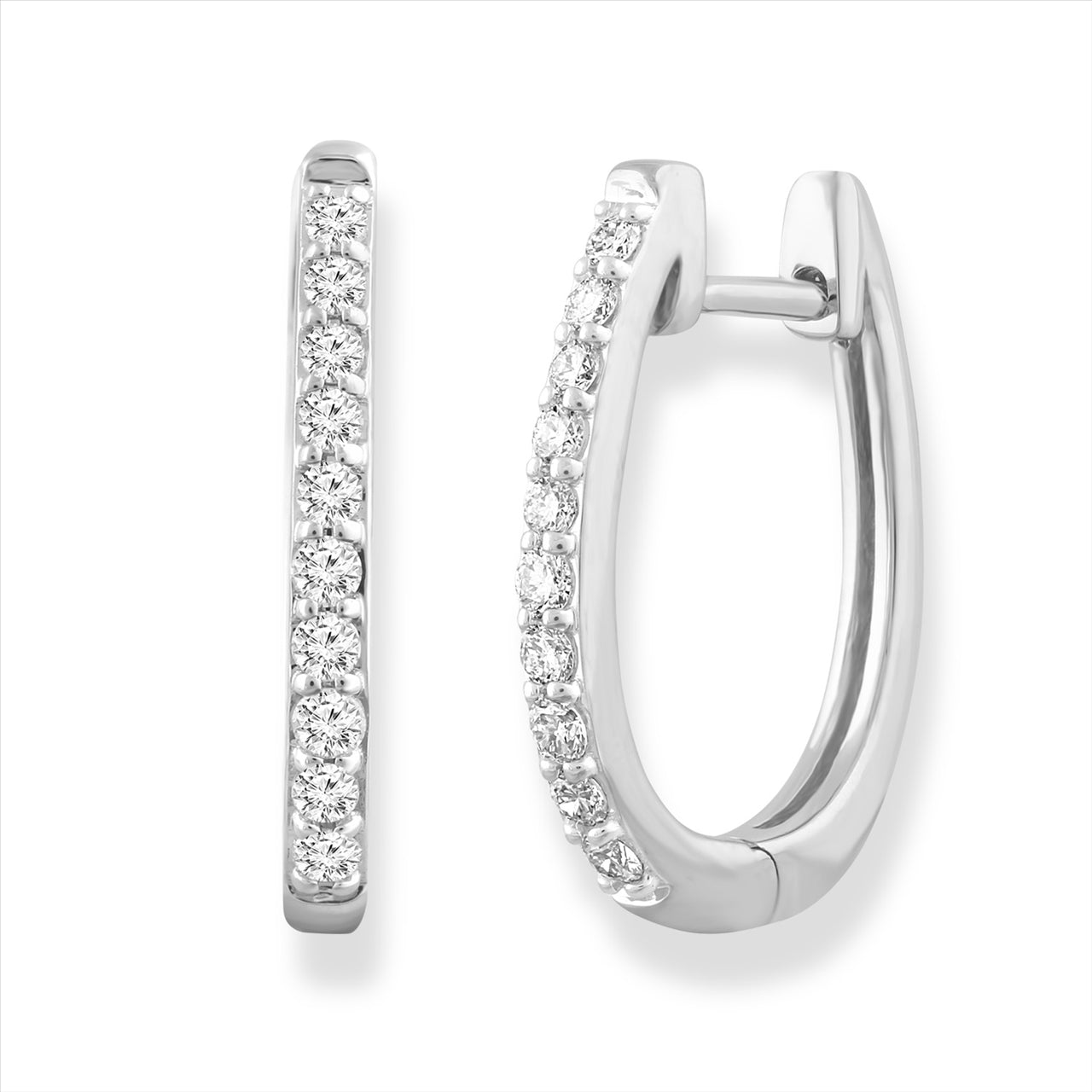 Huggie Earrings with 0.25ct Diamonds in 9K White Gold