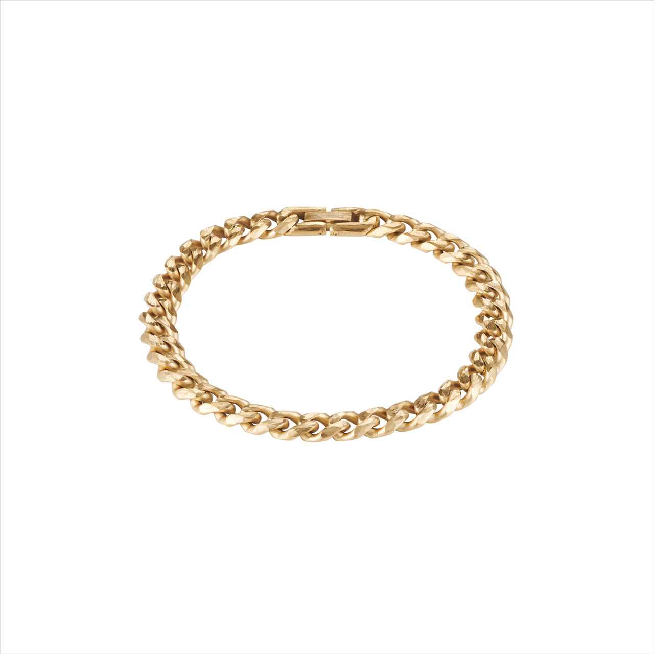 IP Polished 14k Gold Stainless Steel Curb-link Chain Bracelet