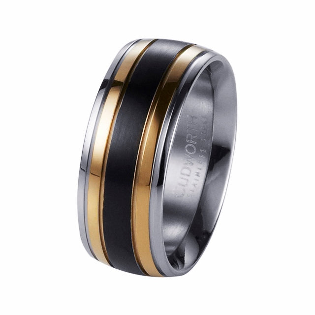 Stainless Steel/IP Black/IP Gold plated Ring