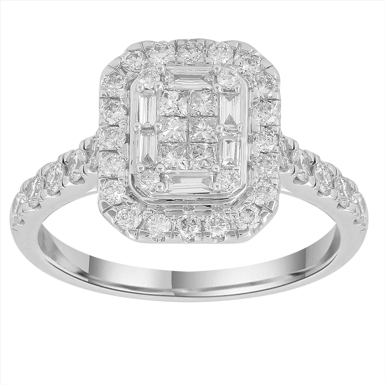 Cluster Ring with 1ct Diamonds in 18K White Gold