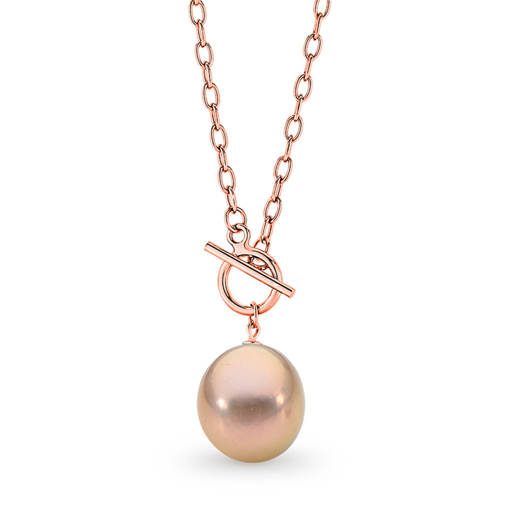 Sterling Silver Rose Gold Plated Pink Edison Freshwater Pearl Necklace