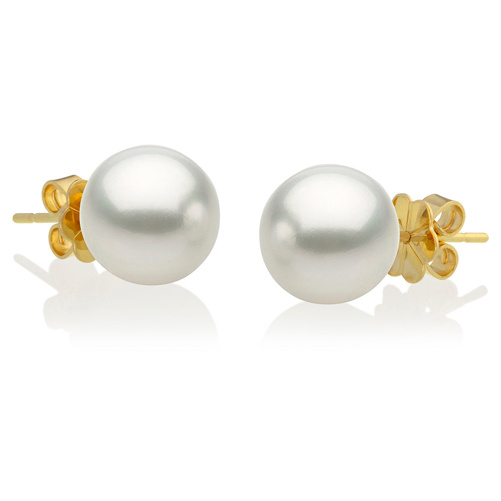 18k Yellow Gold 10mm Pearl Studs