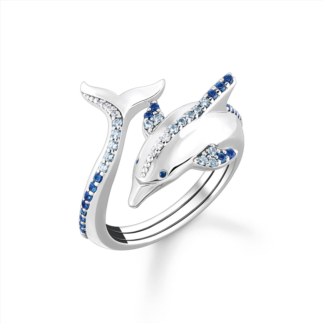 THOMAS SABO Ring dolphin with blue stones